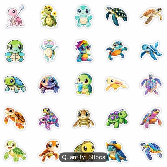 50 Colorful Turtle Stickers - Picture 3 of 4
